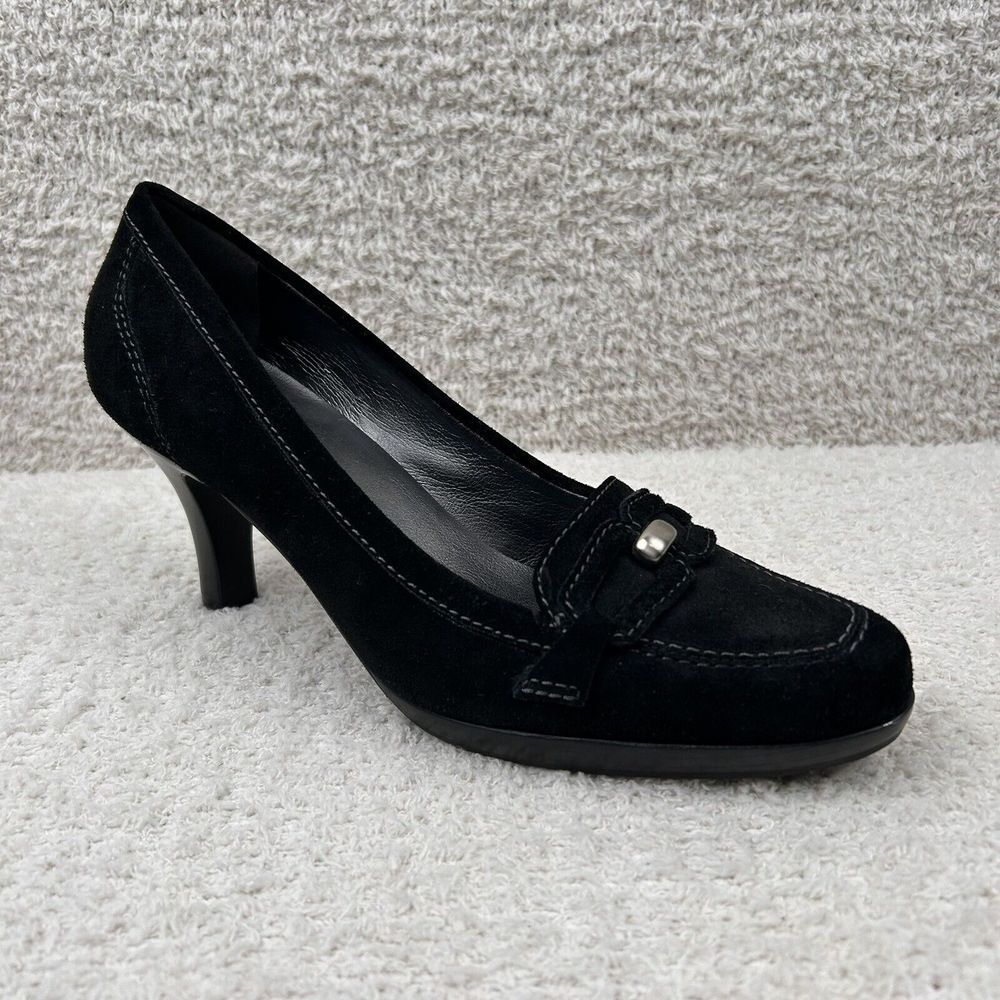 Talbots Heels Womens 9.5B Black‎ Suede Leather High Career Work Classic Pumps